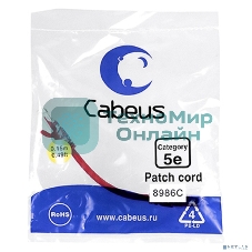 Шнур коммутационный Cabeus, Cat.5e, неэкр., U/UTP, RJ45/RJ45, PVC, AWG24, 0.15м, красный