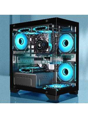 Компьютерный корпус Minitower ExeGate i3 SEA LE-NPX400 (mATX, БП 400NPX, 1*USB+1*USB 3.0, HD аудио, черный, передняя и боковая панели - закаленное стекло)