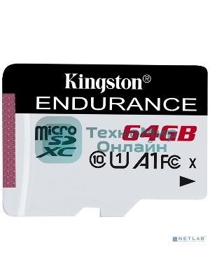 Флеш карта microSD 64Gb Kingston microSDНC Class 10 A1 UHS-I Endurance 95R/30W Card Only