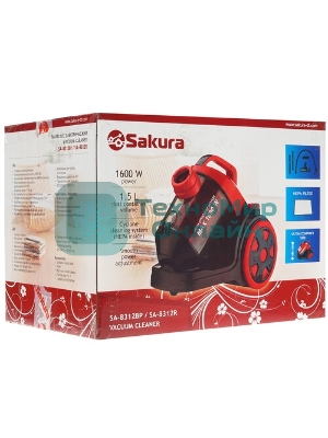 Пылесос Sakura SA-8315R красный/черный, 450/2400 Вт, уборка сухая, пылесборник контейнер 2 л