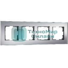 Рамка на 4 поста Senso (серебряный, стекло soft-touch) W0043106