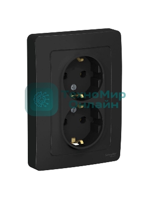 Розетка 2-м СП Blanca 16А 250В без шторок с заземл. антрацит SchE BLNRS001026