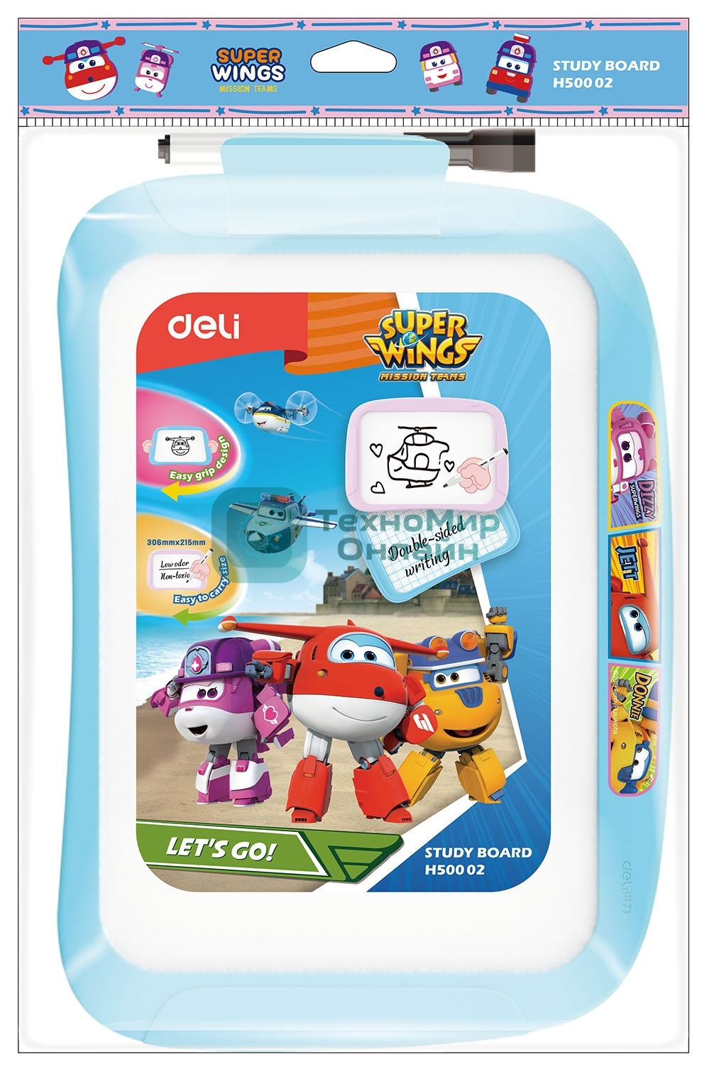 Доска магнитно-маркерная Deli EH50002 Super Wings магнитно-маркерная, лак, синий 20.5x28.6см пластик рама