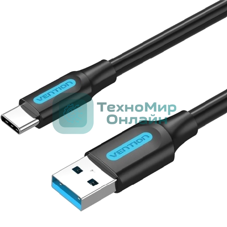Переходник Vention USB 3.0 A Male to C Male Cable 1M черный PVC Type