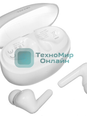Наушники TWS Tecno Buds 4 белый, внутриканальные, Bluetooth, до 6 ч
