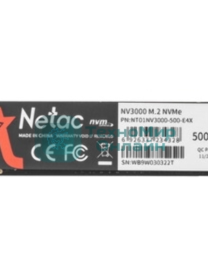Накопитель SSD Netac NV3000, 500Gb, PCIe 3.0 x4, M.2 2280, NVMe, R/W 3000/2100, с радиатором