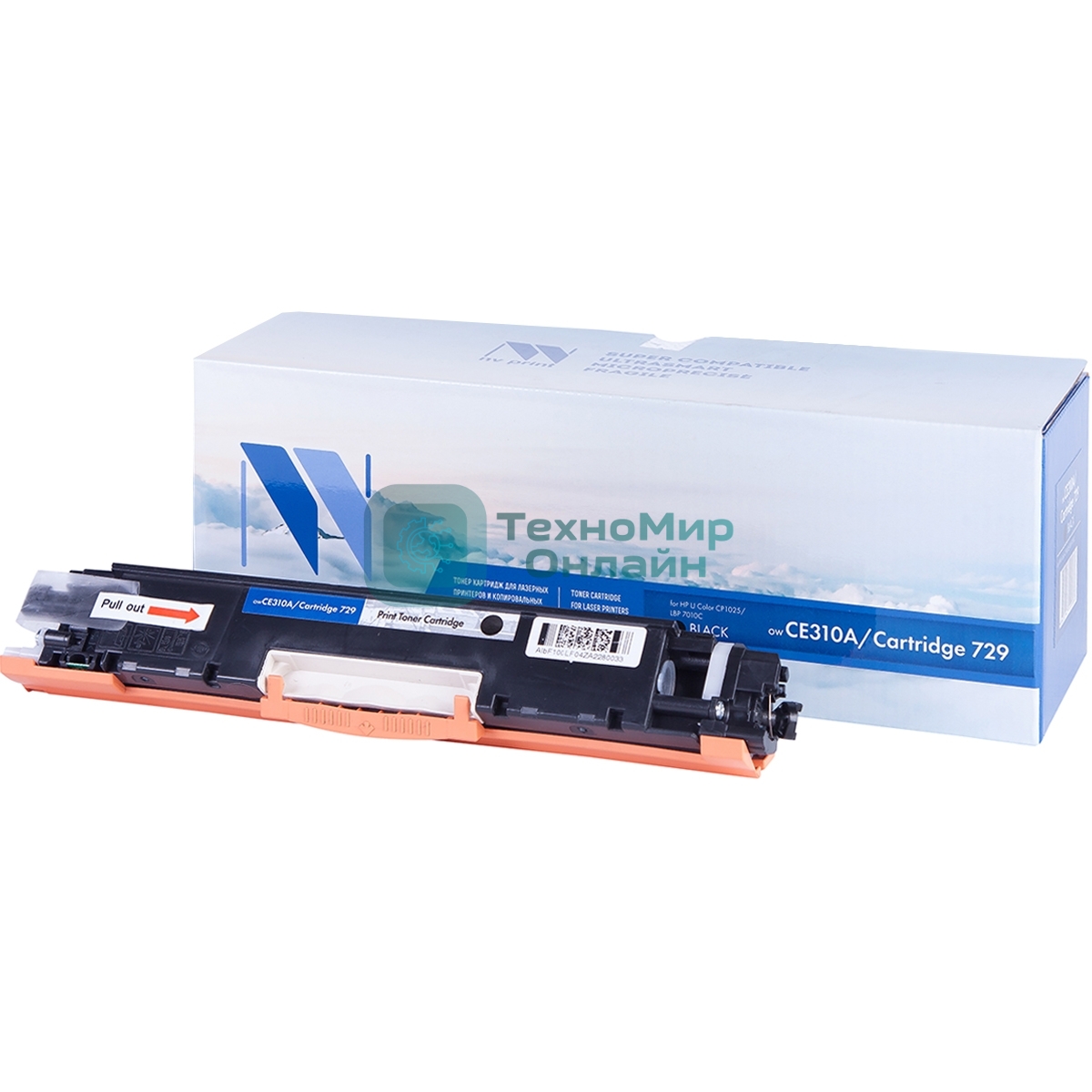 Картридж лазерный NVPrint совместимый HP CE310A/Canon729 черный для LJ Color CP1025 (1200k)