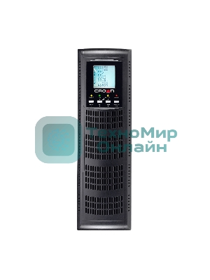Источник бесперебойного питания CROWN On-Line CMUOA-300X-6K 6000VA/5400W, корпус металл, TOWER&RACK, 3U+3U, АКБ 16*12V/7AH, PF-0.9, AVR 110-300V, порт USB+RS-232, EPO, розетки - клемная колодка (Ph+N+GND), входной кабель 2,5 м, вентилятор охлаждения, автомат, слот для SNMP, порт для доп. батарейных кабинетов, работа в параллель, ПО