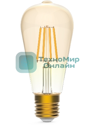 Лампа светодиодная филаментная Gauss Smart Home DIM E27 ST64 Golden 7 Вт 1/10/40