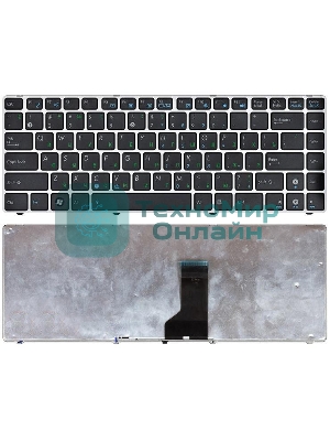Клавиатура для ноутбука Asus UL30 K42 черная с серебристой рамкой