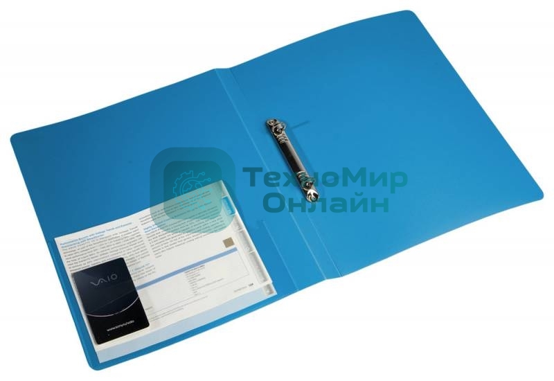 Папка на 2-х кольцах Бюрократ -0812/2RBLUE A4, пластик, 0.8мм корешок 40мм, внутренний и торцевой карман, синий