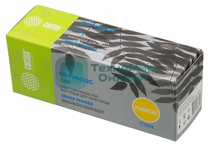 Картридж лазерный Cactus CS-PH6022C (106R02760) голубой (1000 стр.) для Xerox Phaser 6020/6022/WC6025/6027