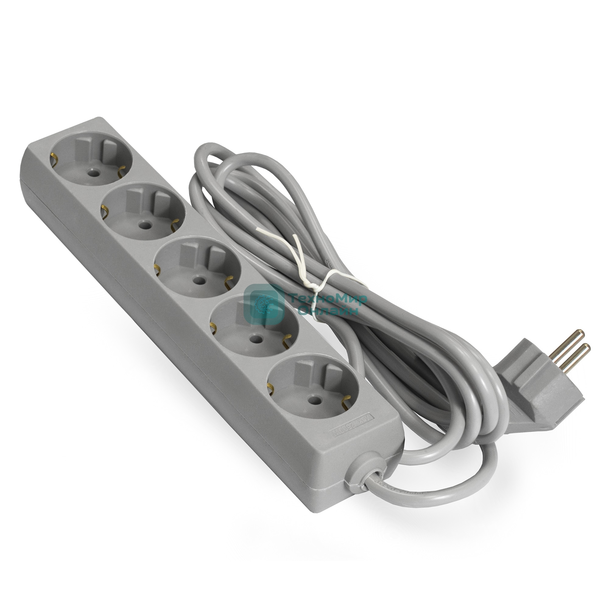 Удлинитель ExeGate ECE-5-3G (EX285823RUS), серый, 3 м, евровилка с заземлением, 5 евророзеток с заземлением, 2200 Вт