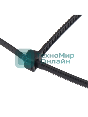 Хомут-стяжкa нейлоновая с тройным замком Rexant 400x4,8 мм, черная, упаковка 100 шт.