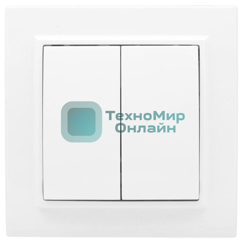 Выключатель 2-клавишный СП,10А, белый EKF Basic Минск