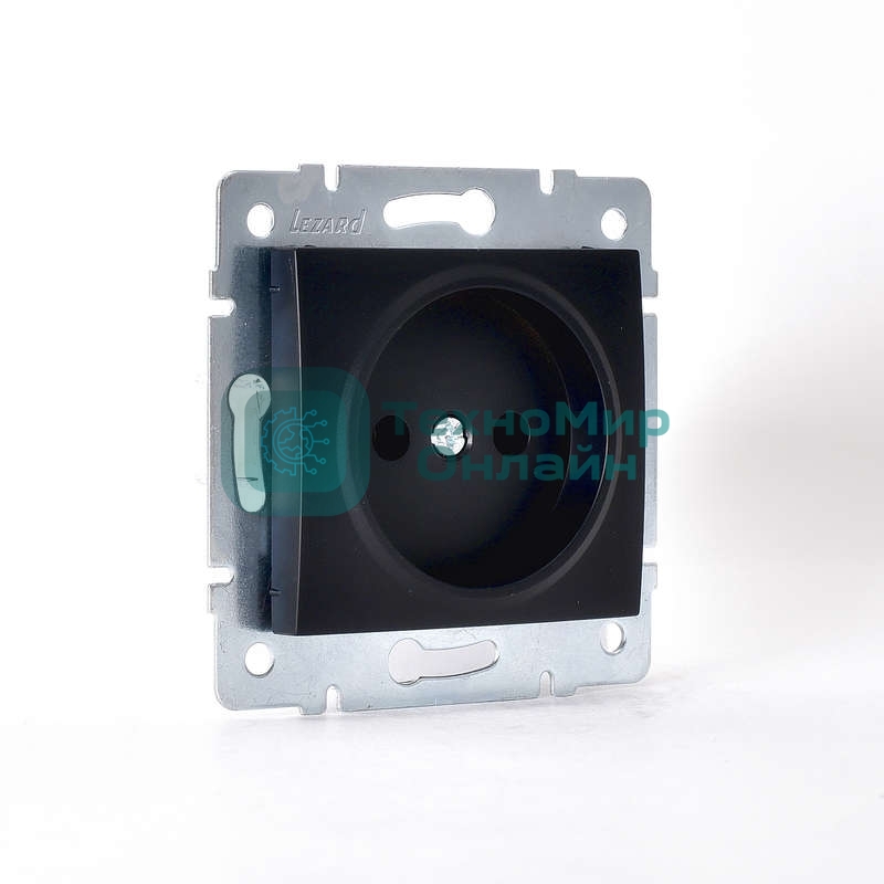 Механизм розетки 1-м СП Karina 16А IP20 без заземл. термопласт черный бархат LEZARD 707-4288-121B