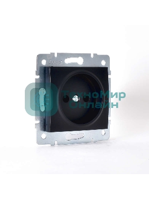 Механизм розетки 1-м СП Karina 16А IP20 без заземл. термопласт черный бархат LEZARD 707-4288-121B