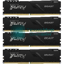 Оперативная память Kingston Fury Beast, DDR4, 32GB (4x8GB), 3600MHz, CL17, DIMM, с радиаторами, черный