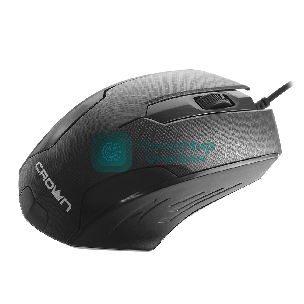 Мышь проводная Crown CMM-100 черный, 1000 dpi, USB, кнопки - 3