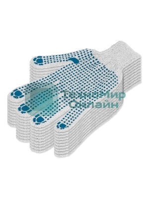 Перчатки трикотажные, с ПВХ точкой, 5 пар в упаковке, 7 класс Россия