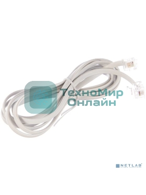 Кабель Cablexpert TC6P4C-2M телефонный аппарат-розетка 2 м белый