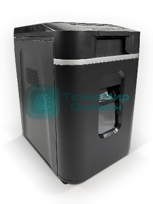 Шредер Heleos АП37-4 черный/серебристый с автоподачей (секр.P-4) фрагменты 220лист. 37лтр. скрепки скобы пл.карты