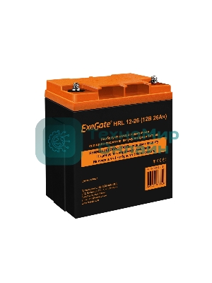 Аккумуляторная батарея ExeGate HRL 12-26 (12V 26Ah, клеммы F3 (болт М5 с гайкой))