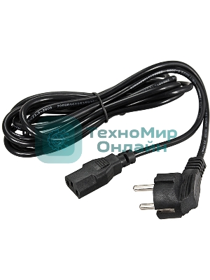 Шнур сетевой Rexant евровилка угловая - евроразъем С13, кабель 3x0,75 мм², длина 1,8 м. (PVC пакет)