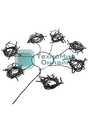 Елочная гирлянда с кольцом Neon-night, 7 нитей по 1,8 метра, цвет диодов мультиколор, не соединяется