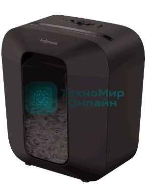 Шредер Fellowes PowerShred LX25 черный (секр.P-4)/перекрестный/6лист./11.5лтр./скрепки/скобы/пл.карты