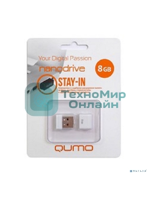 Флешка USB 2.0 QUMO 8Gb, NANO QM8GUD-NANO-W белый