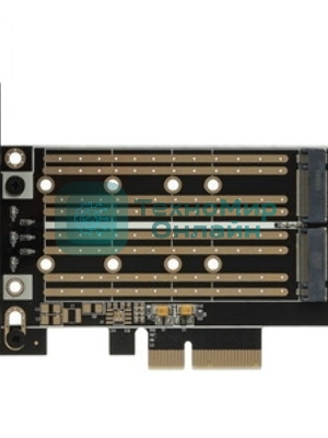 Адаптер Gembird для двух SSD M.2 (NVMe+SATA) в разъем PCI-e MF-PCIE-NVME-SATA, коробка