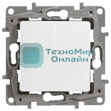 Выключатель двухклавишный 10AX винтовые зажимы ETIKA, белый