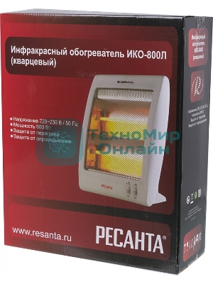 Обогреватель инфракрасный Ресанта ИКО-800Л, белый, кварцевый, 800 Вт, 8 м2 (67/5/9)