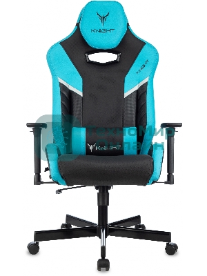Кресло Knight Thunder 5X черный/голубой, экокожа, 120 кг, механизм качания