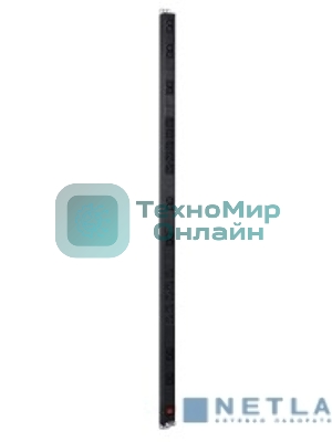 Вертикальный блок розеток ЦМО Rem-16 с выкл., 14 IEC 60320 C13, 10 C19, вход C20 16A, алюм., 33-38U (R-16-14C13-10C19-V-1420)