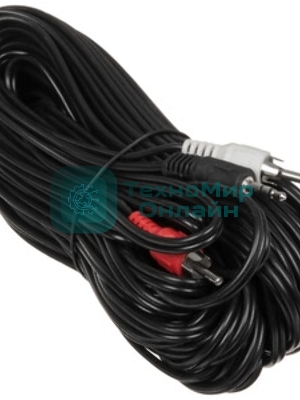 Кабель аудио Cablexpert CCA-458-10M-N, Jack 3.5(M)/2xRCA, 10м, черный, пакет