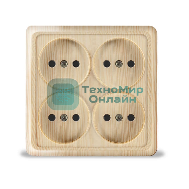 Розетка 4-м ОП Олимп без заземл. квадрат сосна UNIVersal 1176
