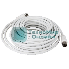 Шнур ТВ гнездо - ТВ штекер, длина 10 м етров, белый Rexant