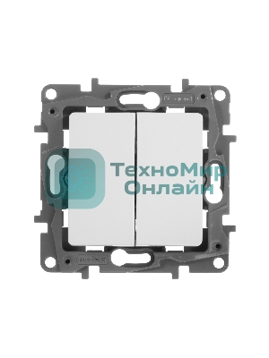 Выключатель двухклавишный 10AX винтовые зажимы ETIKA, белый