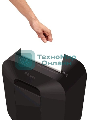 Шредер Fellowes PowerShred LX25 черный (секр.P-4)/перекрестный/6лист./11.5лтр./скрепки/скобы/пл.карты