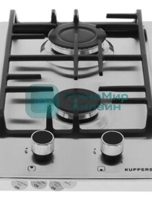 Газовая варочная панель Kuppersberg FS 36 X, газ, High-Tech, 29 см, автоматический электроподжиг, газ-контроль, форсунки под сжиженый газ, SABAF конфорки, чугунные решетки, цвет нержавеющая сталь, цвет фурнитуры черный
