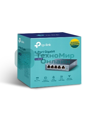 Коммутатор TP-Link SOHO TL-SG105 5-port Desktop Gigabit Switch, 5 10/100/1000M RJ45 ports, metal case