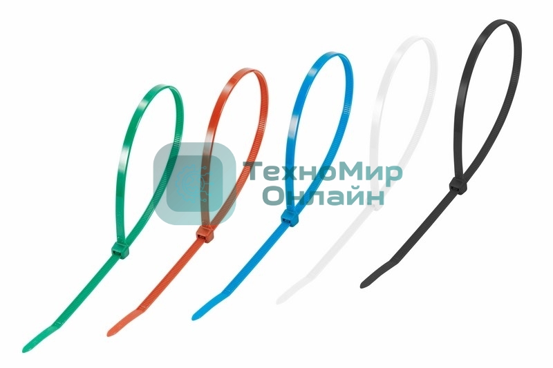 Хомут-стяжкa нeйлонoвая Rexant 300x4,8 мм, цветная, упаковка 25 шт.