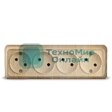 Розетка 4-м ОП Олимп без заземл. сосна UNIVersal 1174