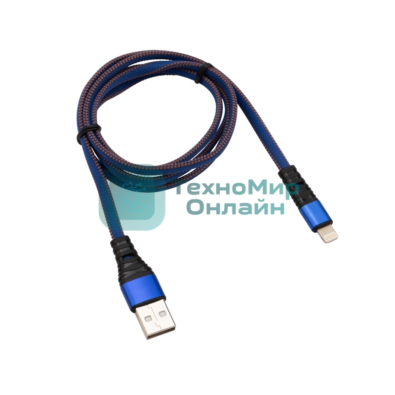 Кабель Rexant USB-Lightning 2.4 A, 1 м, синяя нейлоновая оплетка