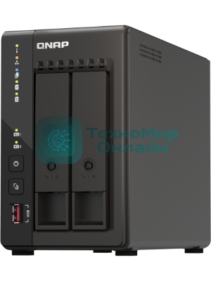 SMB QNAP TS-253E-8G NAS, 2-tray w/o HDD. 2xHDMI-port. 4-core Celeron J6412 2-2.6 GHz, 8Gb DDR, 2x2.5Gb LAN, 2 x M.2 2280 PCIe Gen 3 x2, 2x USB 3.2 Gen 2 (10Gbps) Port, 2x USB 2.0 port