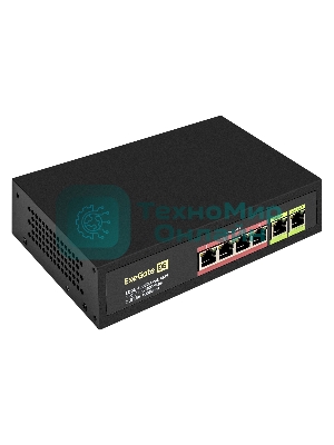 Коммутатор неуправляемый ExeGate EDGS-1006D.4PoE-65W (6-портовый гигабитный UTP 10/100/1000 Base-T: 4 порта IEEE 802.3af (PoE), мощность PoE: 15,4W, суммарно 65W, 2 порта RJ45 uplink, настенный/настольный, металлический корпус)