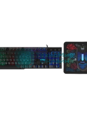Комплект клавиатура+мышь Oklick 400GMK проводной, USB, 1200 DPI, чёрный