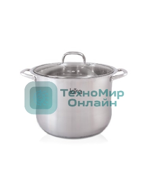 Кастрюля Lara LR02-42 10 л (нерж) 26x19 см, 10 л, капсулир индукц дно, стекл крышка